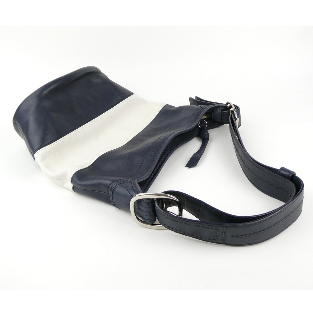 Coach Navy Chalk Leather Bucket Bag F13357 - Picture 4 of 16